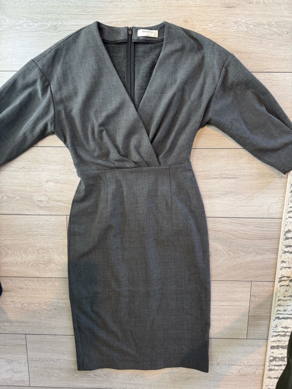 Babaton Charcoal Wrap V-Neck Midi Dress